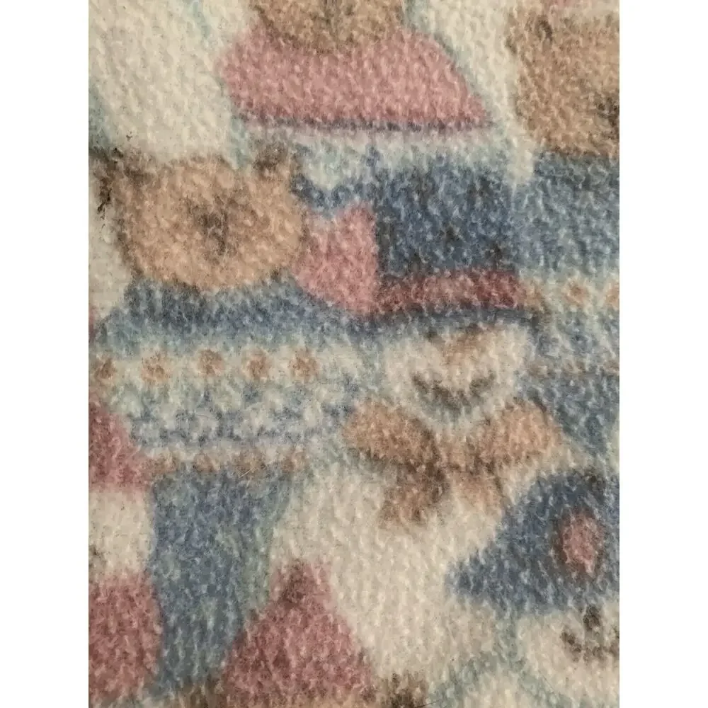 Vintage‎ Baby Blanket Teddy Bear Snowman Fleece Acrylic Trim 51 X 39